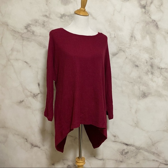 1.STATE Deep Rouge Knot Back Waffle Knit Top - Picture 11 of 11